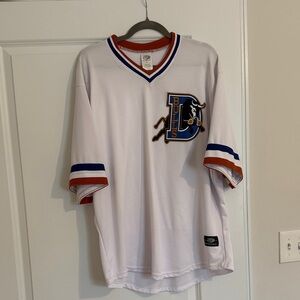 White Durham Bulls Jersey with Blue and Orange Accents